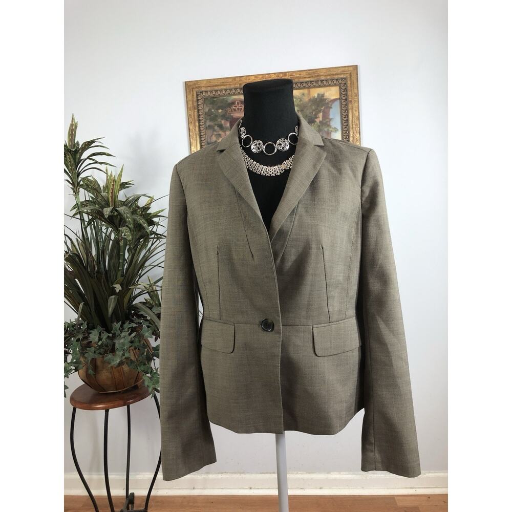Ann Taylor Women Jacket 8 Clueless Preppy Office Siren Blue One Button Brown